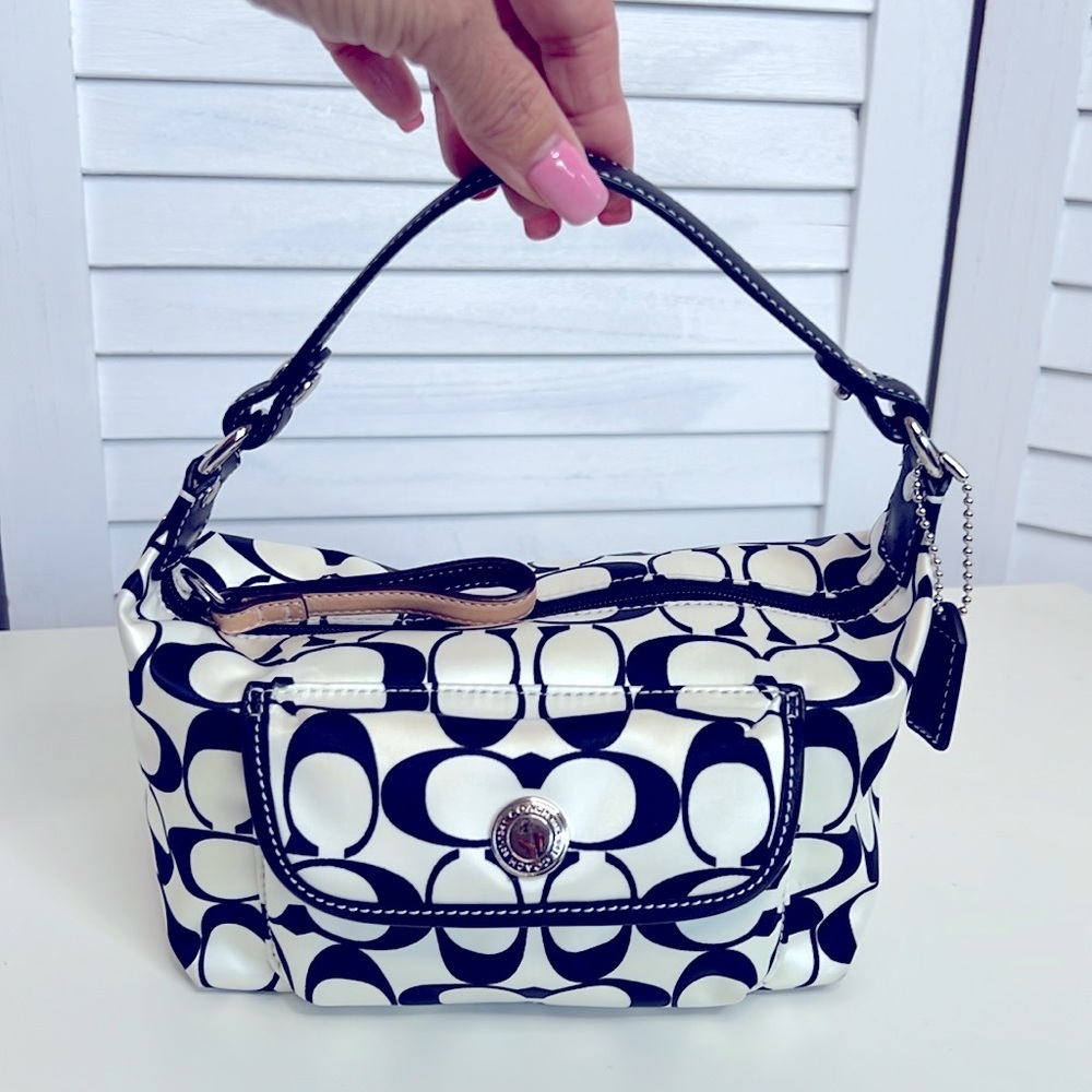 VINTAGE COACH Black White Mini Hampton Weekend Pouch Bag 90s Retro Y2K - Picture 11 of 11